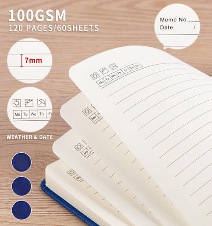 3 Pack Pocket Journaling Notebooks, A6 Small Notebook For Note Taking Journaling Notebooks Journals For Writing Mini Note Pads With Pen Holder 120 Pages 100 GSM Thick Paper(Nude, Brown, Forest Green)