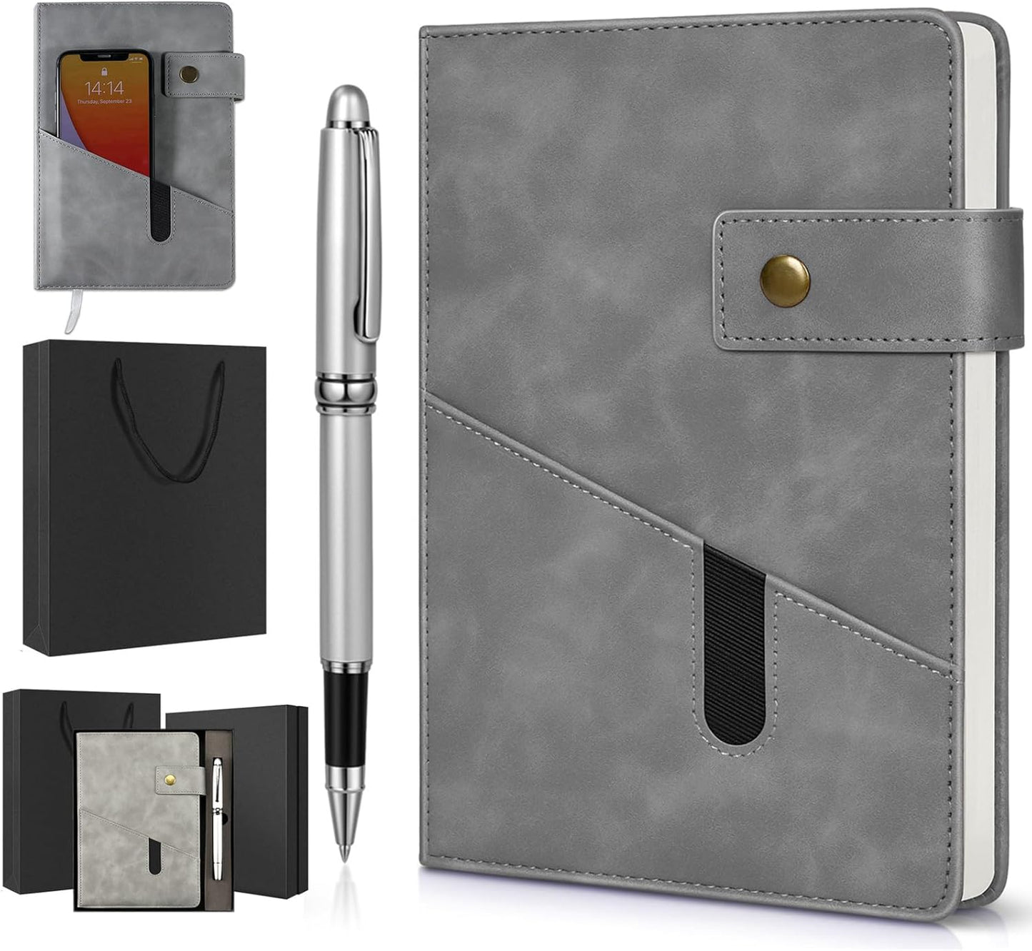 vfaejll A5 Lined Leather Journal Notebook,Hardcover Journal Set with Pen and Gift Box,100Pages 100gsm Thick Ruled Paper Daily Diary for Men Women School,Travel,Business,Work,Writing 5.9" X 8.4"