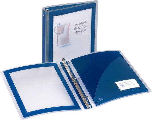 Avery Flexi-View 3 Ring Binder, 1 Inch Round Rings, 1 Navy Blue Binder (17685)