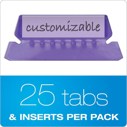 Pendaflex Hanging Folder Tabs, 2", Clear Yellow, 25 Tabs and Inserts per Pack (42 YEL)