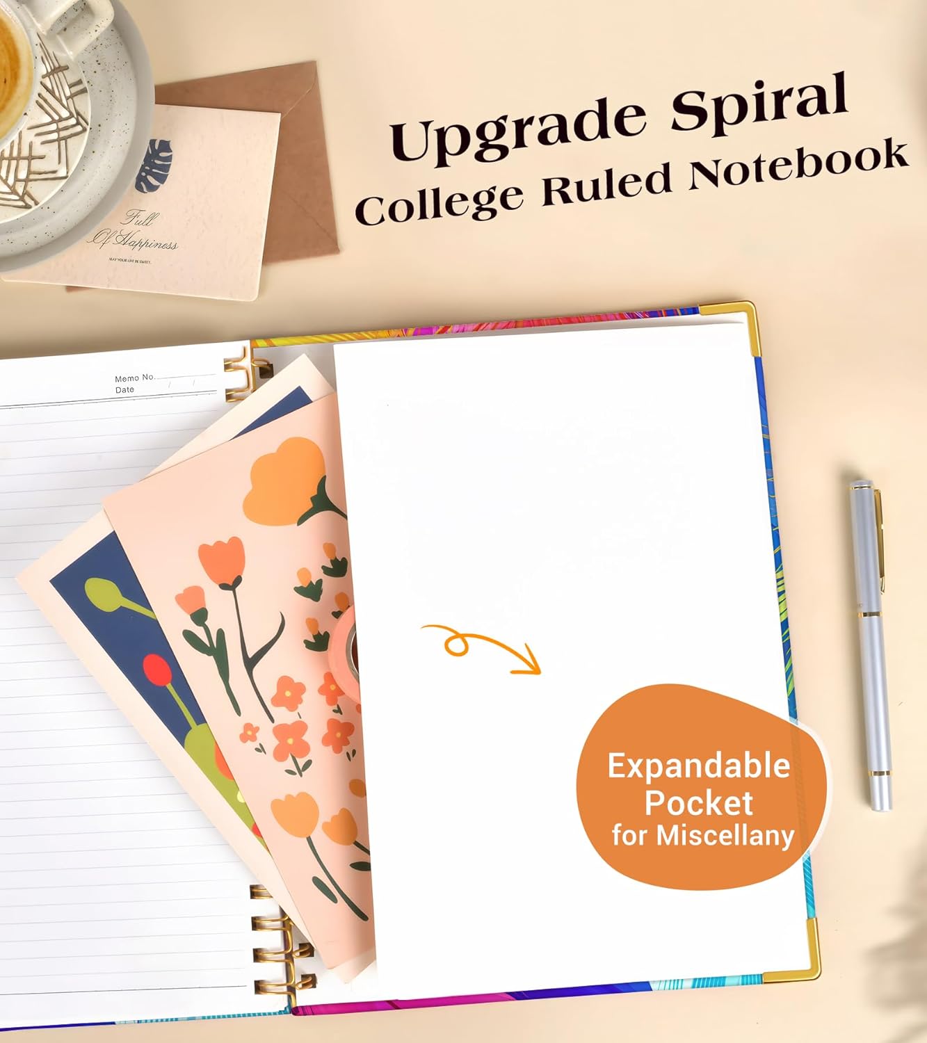 Lined Spiral Notebook Journal for Women, 200 Pages Cute Notebooks 8.5” x 11”, A4 Large Hardcover Spiral Journals with 100 GSM Thick Paper, College Ruled Notebook for Writing Work School, Autumn Tree