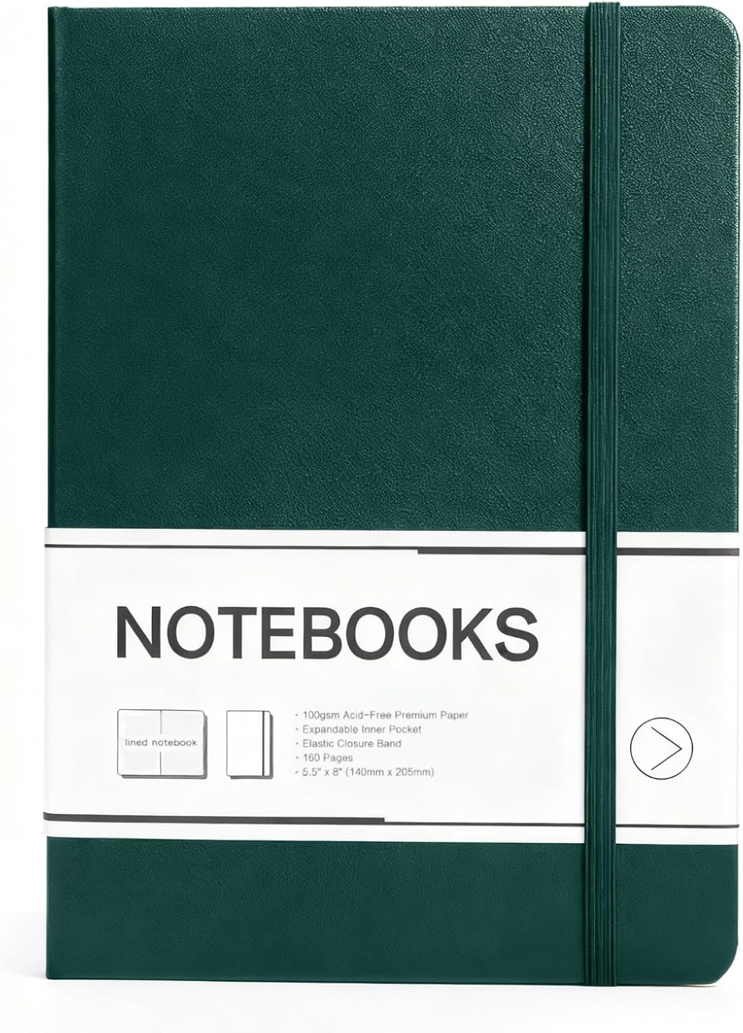 M&G Dotted Journal Notebook, 160 Pages, A5 Medium Size 5.6" x 8" for Men Women, 100GSM Thick College Ruled Paper Bullet Journal for Note Taking, Work & Office, Leather Hardcover, Green