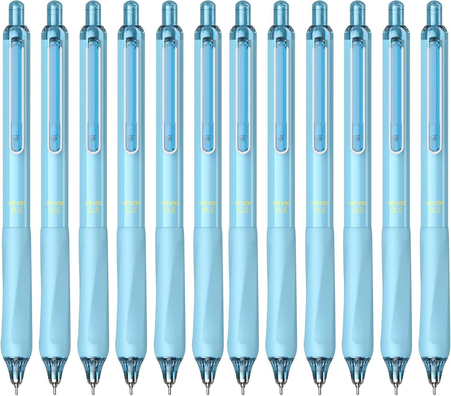 ParKoo Gel Pens Quick Dry Ink Fine Point 0.5mm, Retractable Rolling Ball 6 Black/6 Blue Ink Pen, Click Silent Pens Set for Journaling Notetaking Drawing Sketching Smooth Writing Non Bleed 12pcs