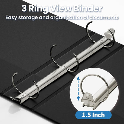 SUNEE 1/2 Inch Binders 3 Ring 10 Pack Bulk, PVC-Free Clear View Half Inch Binders (Fits 8.5x11 Inches) for School, Office & Home Use, White
