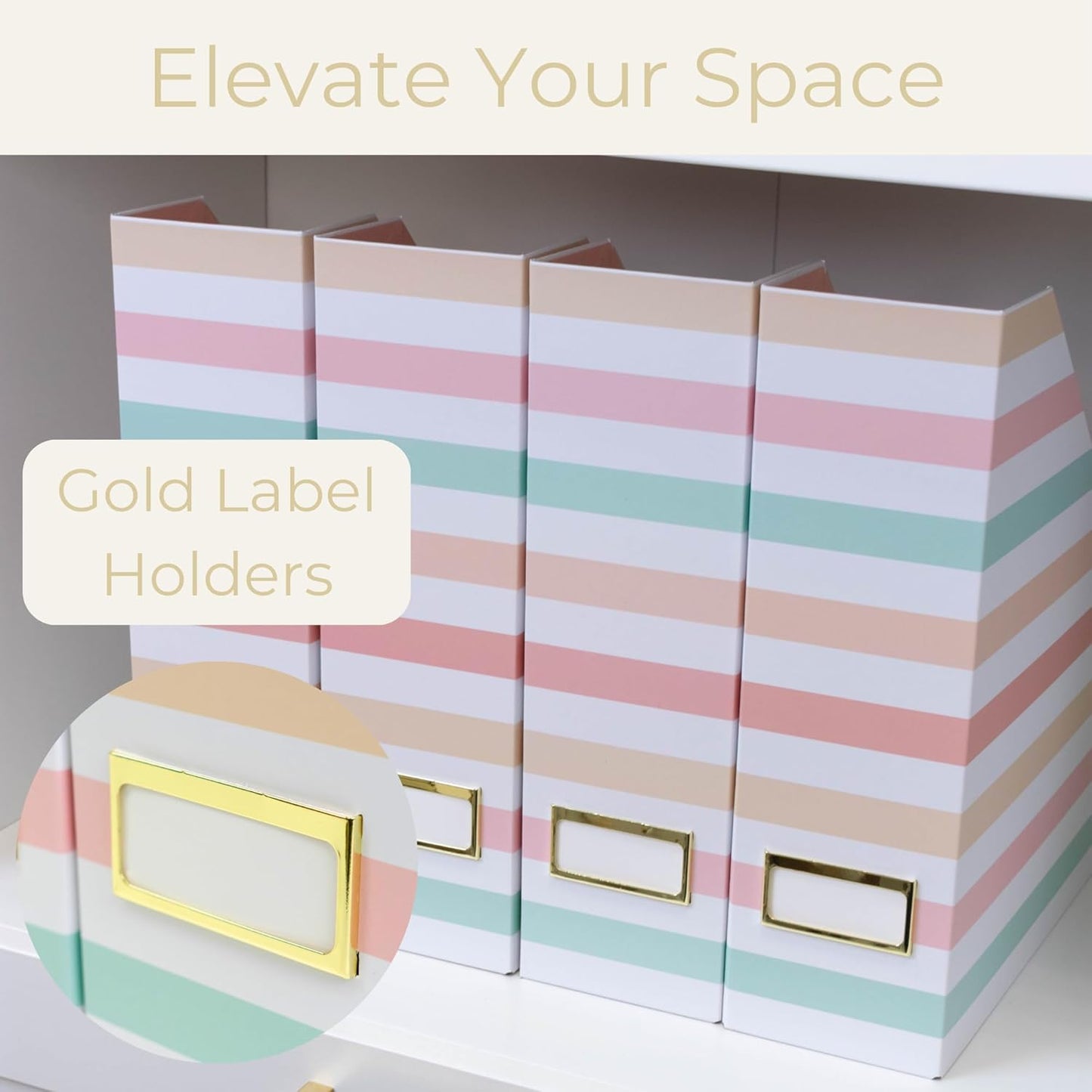 BLU MONACO | Cardboard Magazine File Holder Set of 4 | Vertical Magazine File Holder for Desk and Shelves | Standing File Holder for Classroom School Paper Storage