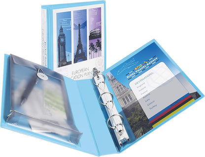Avery Mini Durable View Protect & Store 3 Ring Binder, Holds 5.5" x 8.5" Paper, 1" Round Rings, 175-Sheet Capacity, 1.4 Inch Wide Spine, Includes Fully Enclosed Pocket, 1 Light Blue Binder (23014)