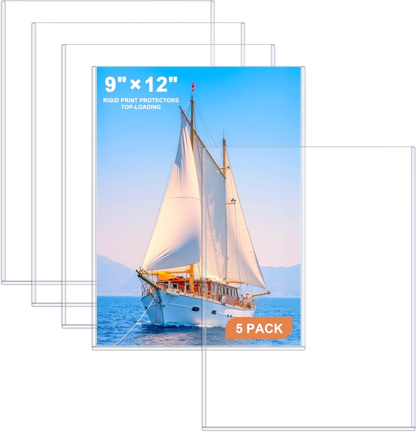 Ndsox 5 Pack 8.5" x 11" Rigid Print Protectors Clear Hard Plastic Sheet Protectors Top Loading for Birth Certificates, Documents, Posters, Photos, Meuns, Heavy Duty No-Hole Plastic Document Sleeves
