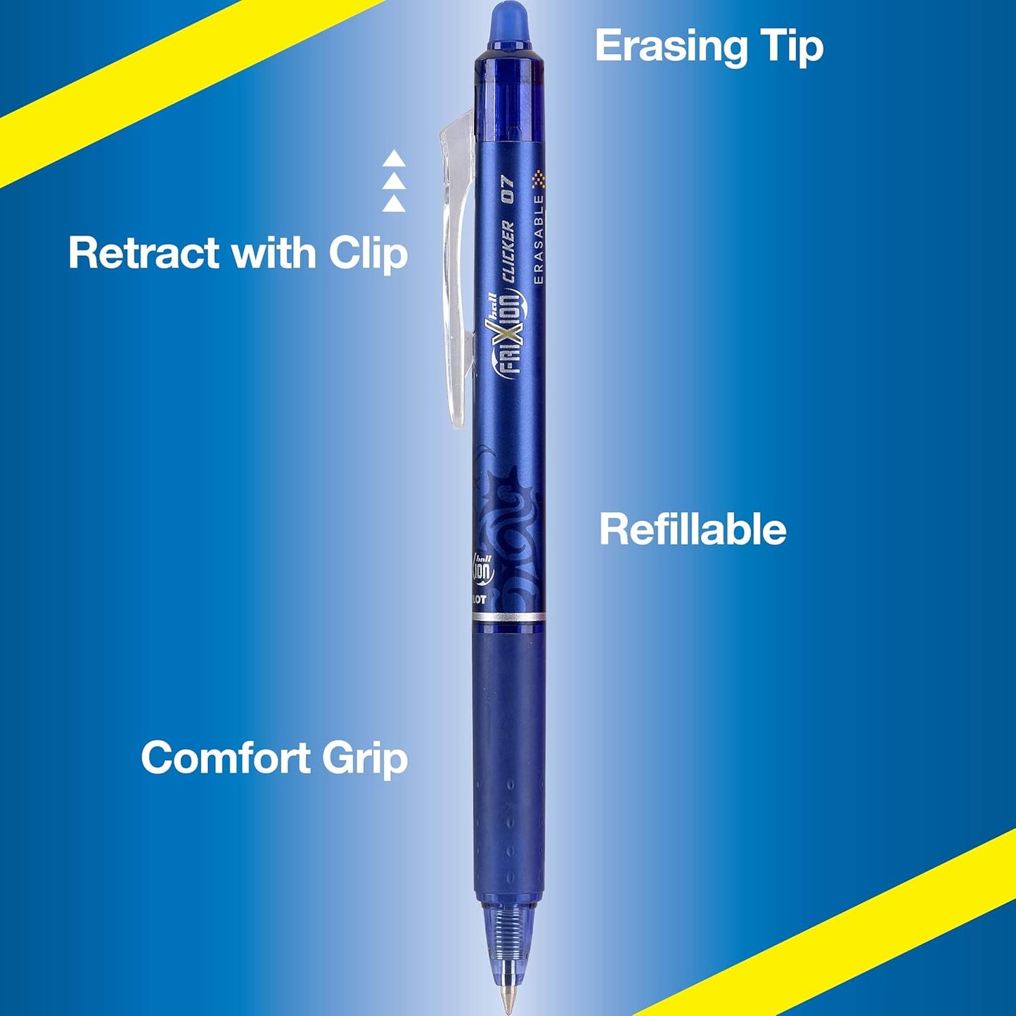 PILOT FriXion Clicker Erasable, Refillable & Retractable Gel Ink Pens, Extra Fine Point, Assorted Color Inks, 7-Pack Pouch (31472)