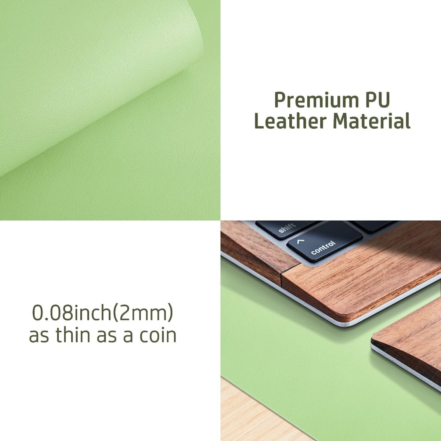 Aothia Non-Slip Waterproof PU Leather Desk Pad Protector for Mouse, Writing Desk, Office, Home, Laptop Blotter, 23.6" x 13.7", Black - Colors B