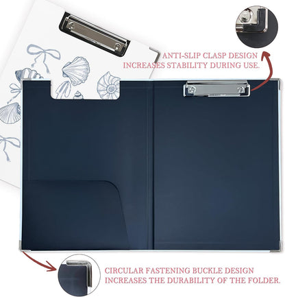 Trendy Black Leopard Print Clipboard Folio with Storage for Office Classroom, Preppy Dark Cheetah Print Padfolio with Metal Clip for Nurses Teachers Students Women Men, 12.4x9.25 in