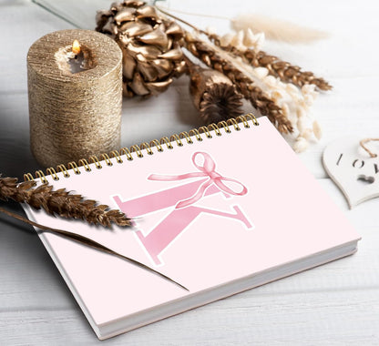 Blue Bow Journal Notebook for Girls,Initial H Journals Personalized Diary Gifts for Teen Girl Kids,Monogrammed Gifts for Women,Trendy Coquette Cute Hardcover Spiral Notebook 5.5 x 8.3 - Colors B