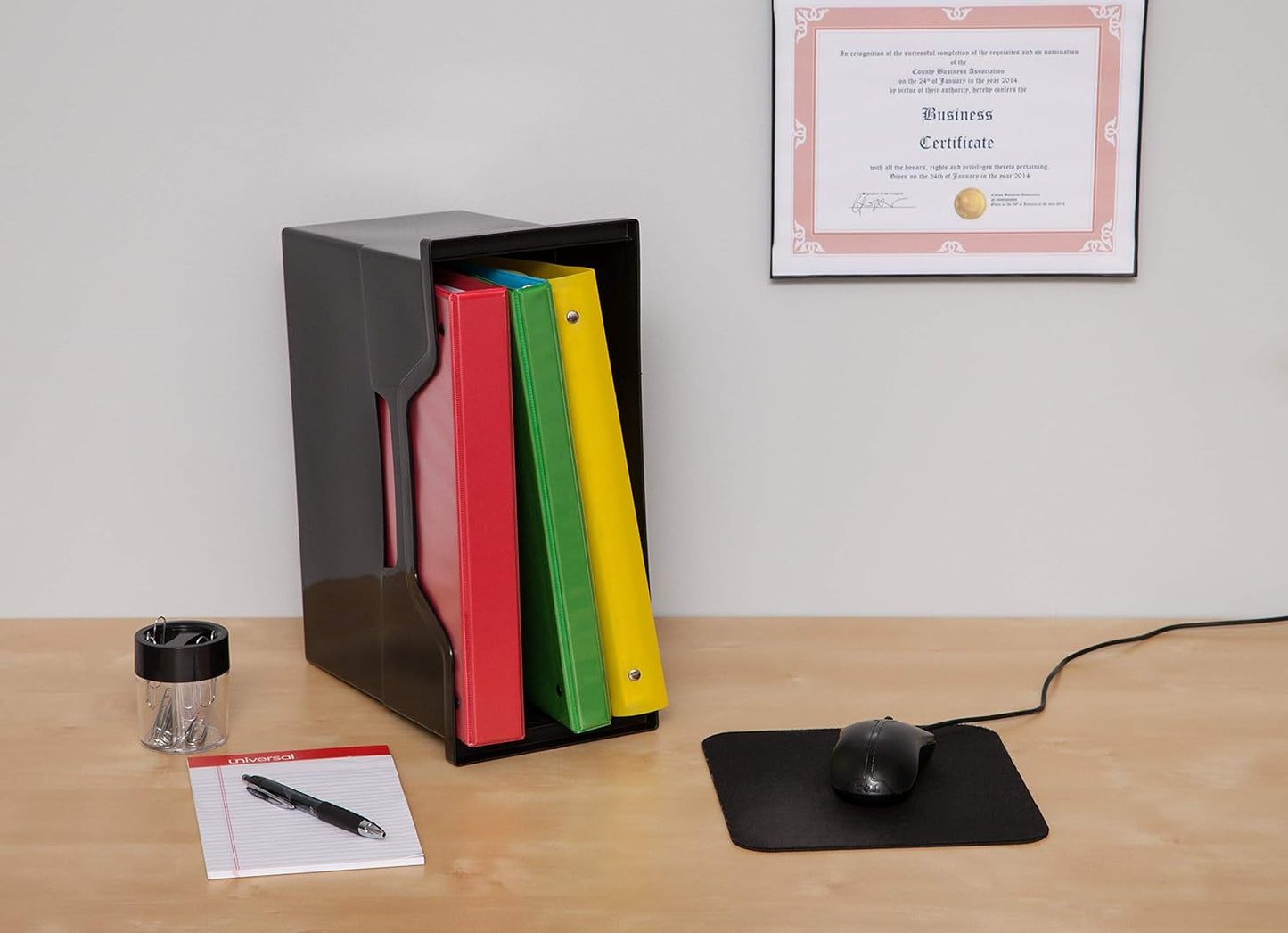 IRIS USA Magazine Holder, Compact File Storage Mini File Organizer for Desk and Home Office, Personal File Organizer for Papers and Magazines, Space-Saving Storage Set 6 Pack, Black