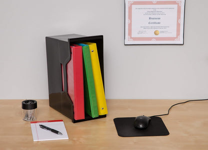 IRIS USA Magazine Holder, Compact File Storage Mini File Organizer for Desk and Home Office, Personal File Organizer for Papers and Magazines, Space-Saving Storage Set 6 Pack, Black