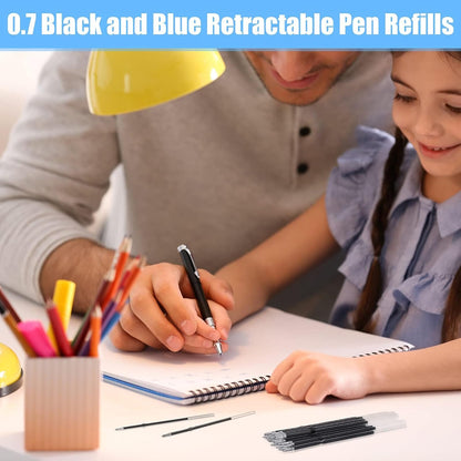 Outus 30 Pieces 0.7 mm Retractable Pen Refills Replacement Ballpoint Pen Refills Black and Blue Ink Pen Refills for Retractable Pen Office School Supplies, 107 mm in Length