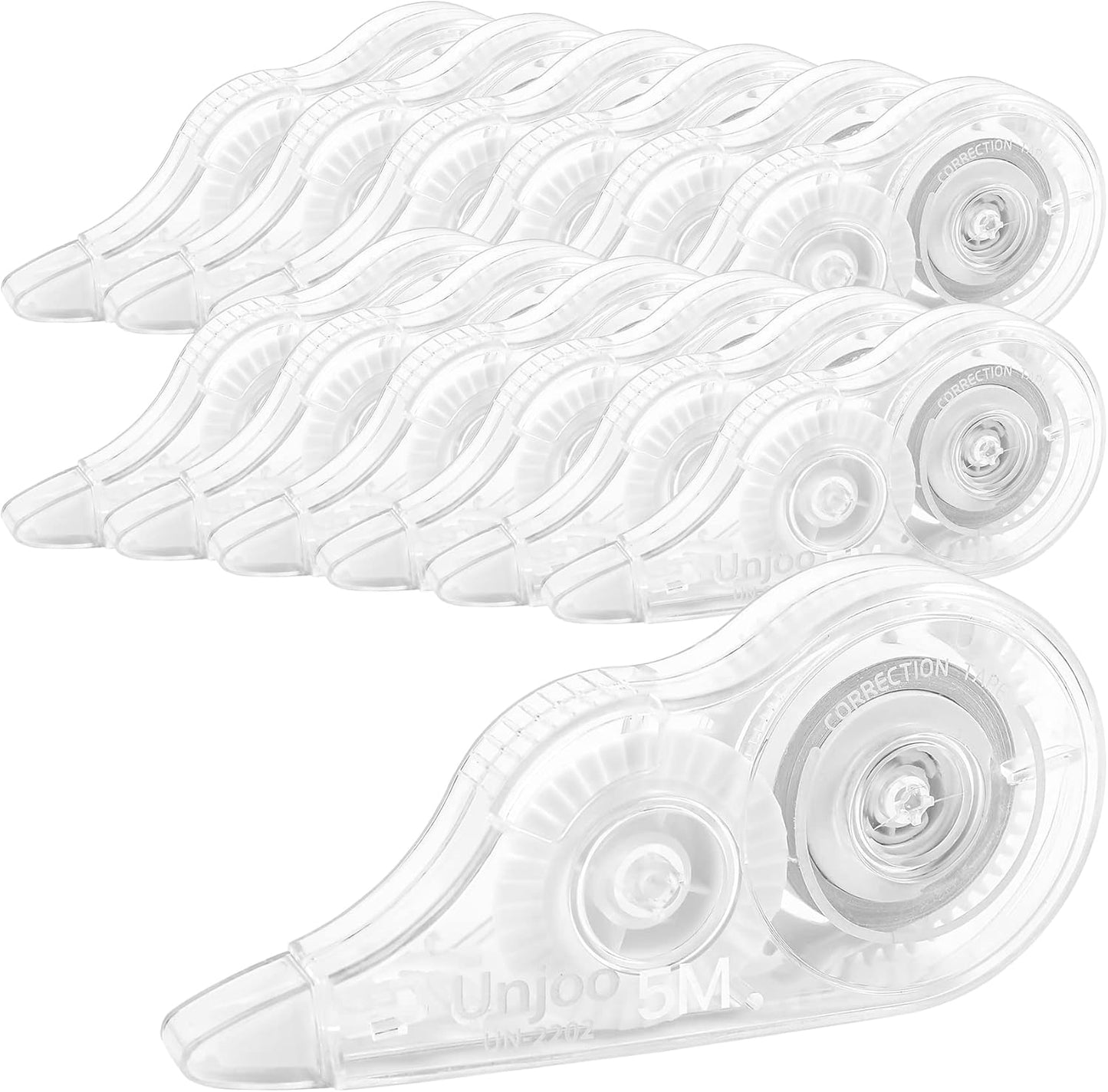 Unjoo White Correction Tape, Easy To Use Applicator for Instant Corrections Wrong Writing At Any Time, For school, Office (12pack, 5M/196" x 0.2", Black)