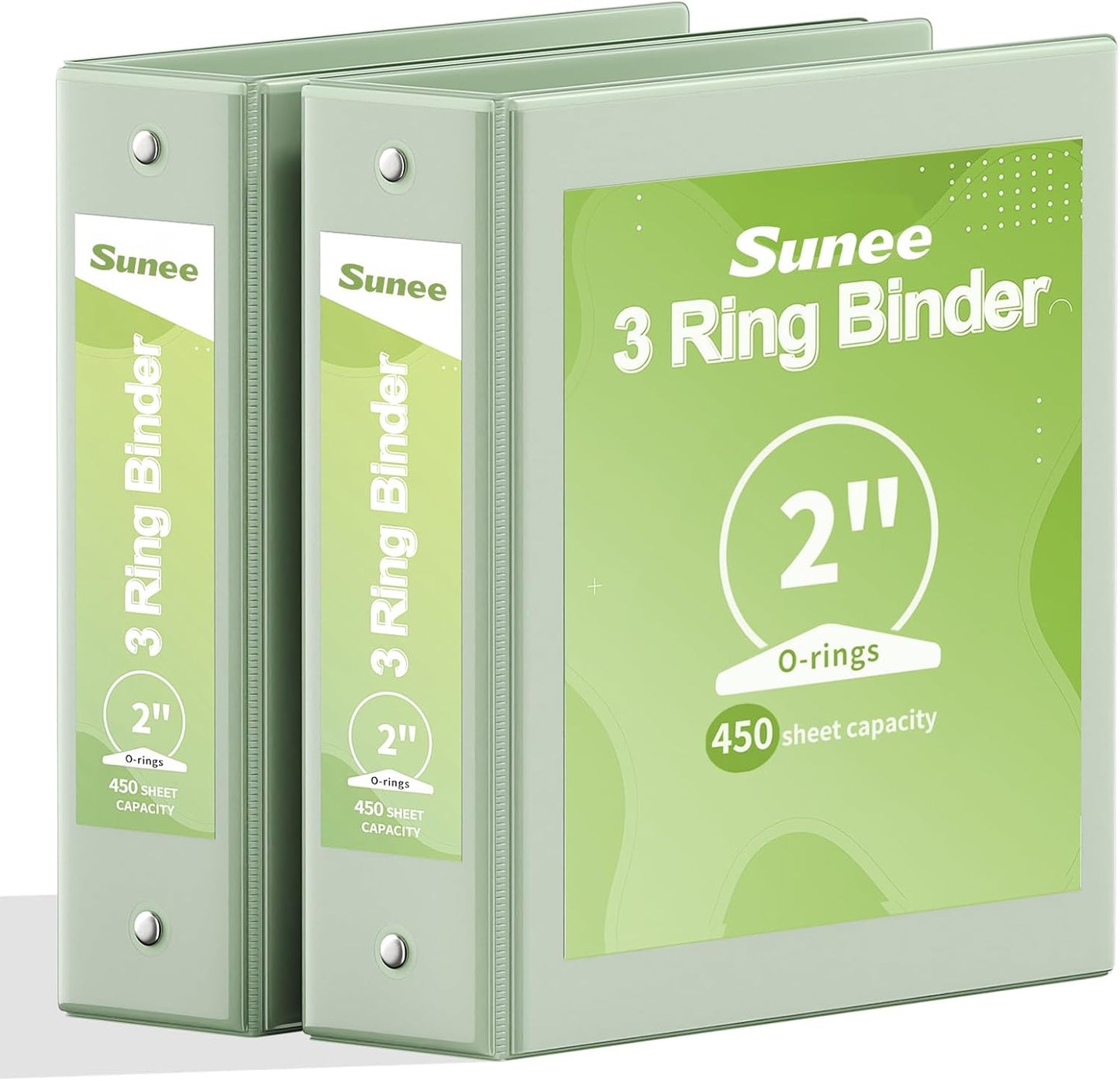 SUNEE 3 Ring Binder 3 Inch 2 Pack, Clear View Binder Three Ring PVC-Free (Fit 8.5x11 Inches) for School or Office Supplies, Pink