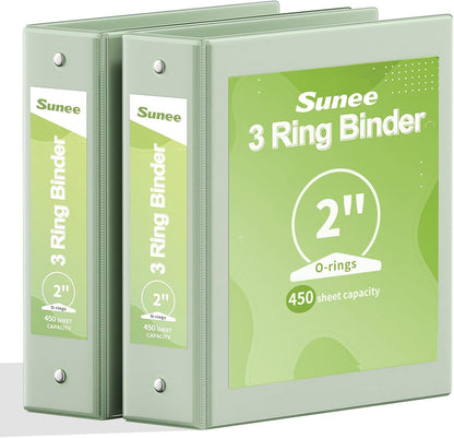 SUNEE 3 Ring Binder 3 Inch 2 Pack, Clear View Binder Three Ring PVC-Free (Fit 8.5x11 Inches) for School or Office Supplies, Pink