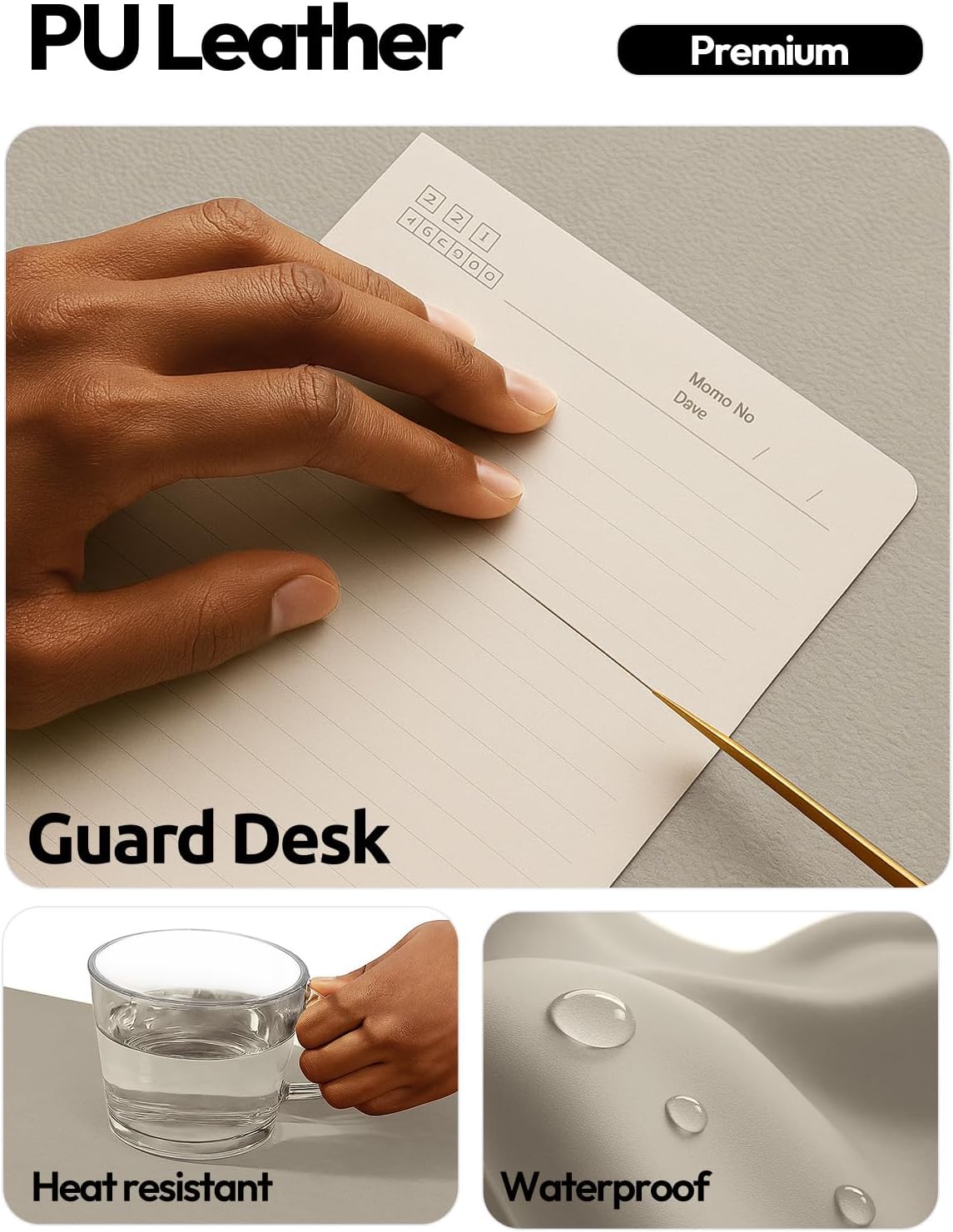 YSAGi Leather Desk Pad Protector, Office Desk Mat, Large Mouse Pad, Non-Slip PU Leather Desk Blotter, Waterproof Laptop Desk Writing Pad for Office and Home (23.6" x 13.8", Eggshell) - Colors B
