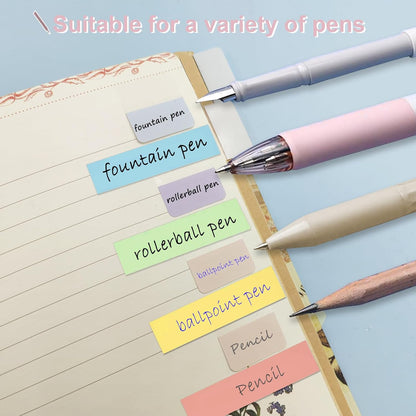 Potanro Sticky Tabs 1200 Pcs Sticky Book Tabs Colorful Annotation Tabs, Writable Transparent Sticky Notes Page Sticky Notes for School Supplies and Office Supplies (6 Sheets)