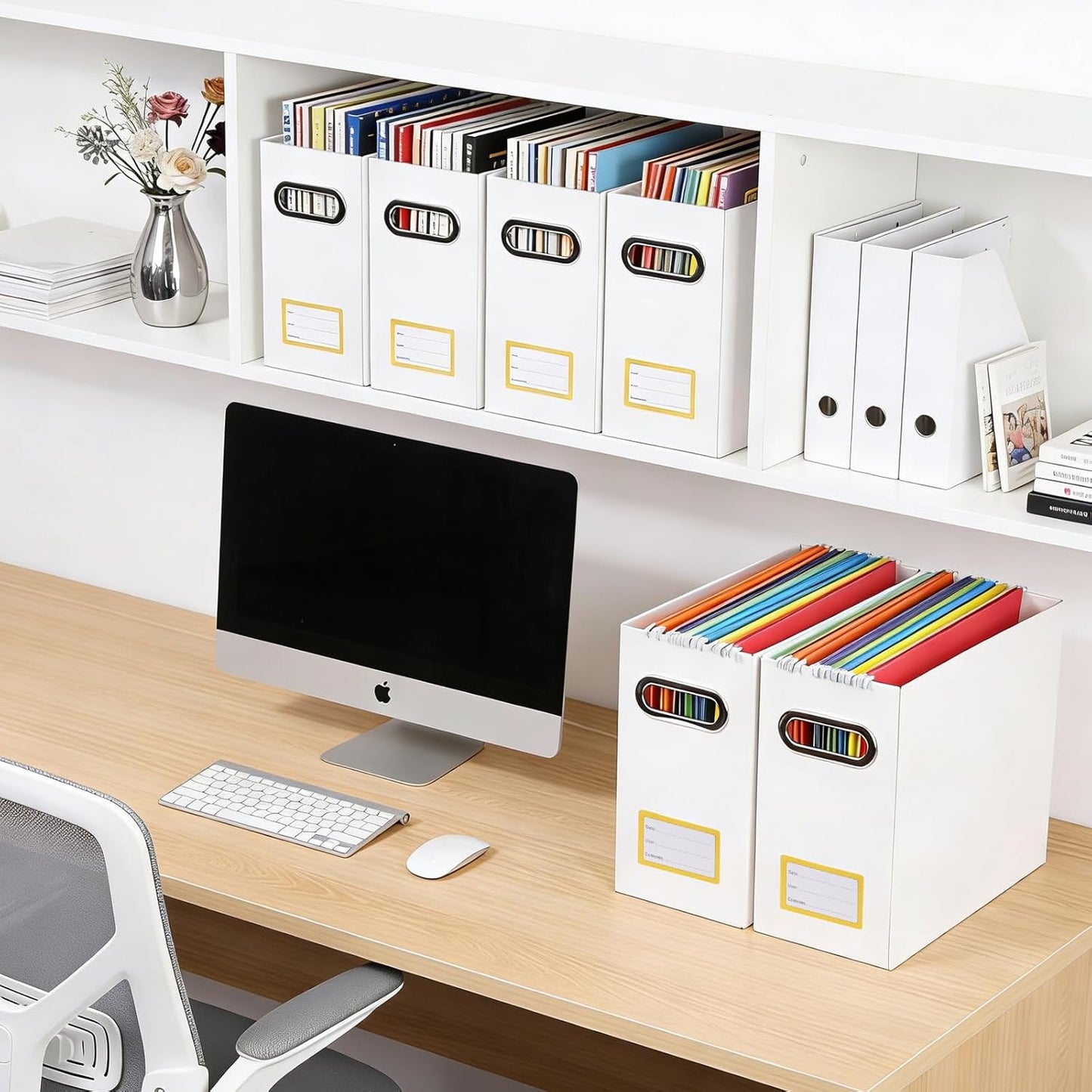 Collapsible File Organizer Box with Handle, Filing Organizer for Home or Office, Small Portable File Box(1 Pack, White)