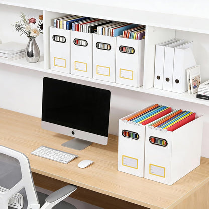 Collapsible File Organizer Box with Handle, Filing Organizer for Home or Office, Small Portable File Box(1 Pack, White)