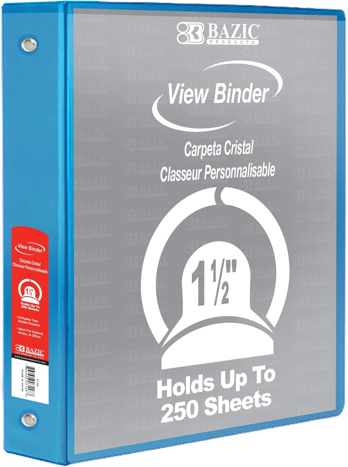 BAZIC Products 3 Ring Binder - Burgundy, Economy View Binder with Clear Overlay Cover and Round Rings, Organizer for School Office Home Use, 1.5-inch Capacity Holds 280 Sheets Paper, 1-Pack