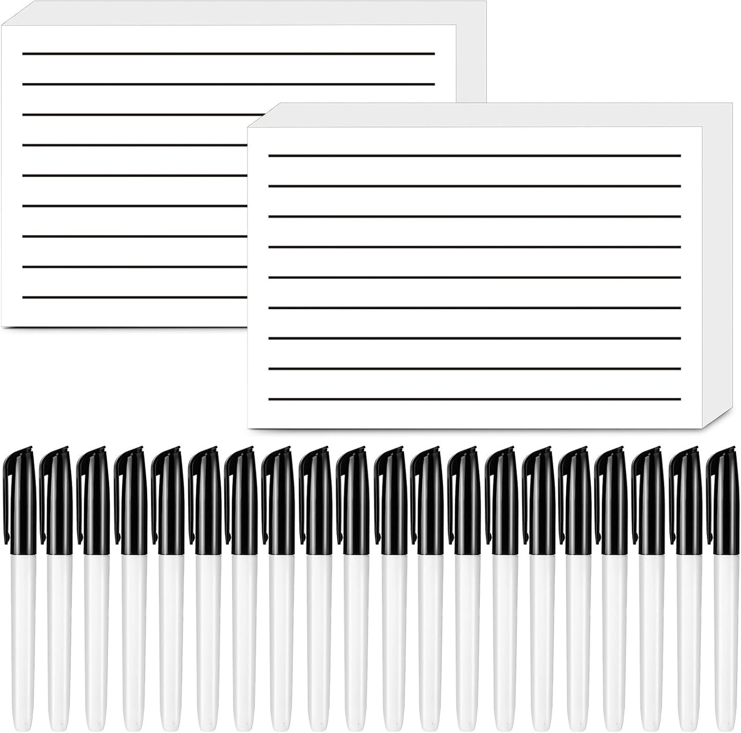 Feifeiya 2 Pack Low Vision Paper Notebook 5.5 x 8.5 Bold Thick Line Writing Paper Pad 200 Pages Wide Ruled Lined Journal Notepad with 20 pcs Thick Tipped Low Vision Pen for Low Vision Seniors Elderly