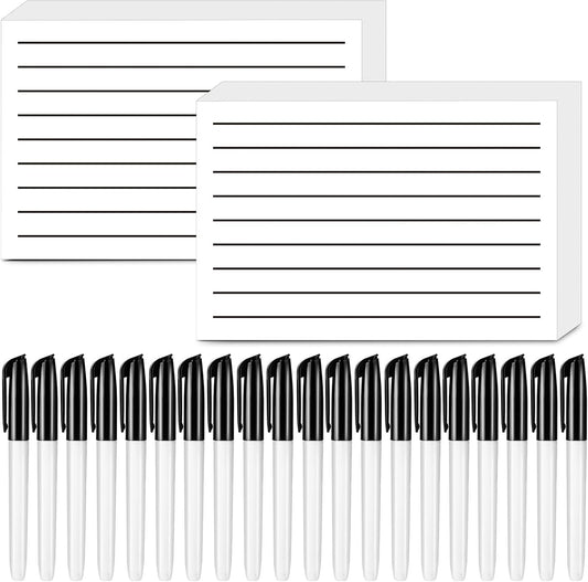 Feifeiya 2 Pack Low Vision Paper Notebook 5.5 x 8.5 Bold Thick Line Writing Paper Pad 200 Pages Wide Ruled Lined Journal Notepad with 20 pcs Thick Tipped Low Vision Pen for Low Vision Seniors Elderly