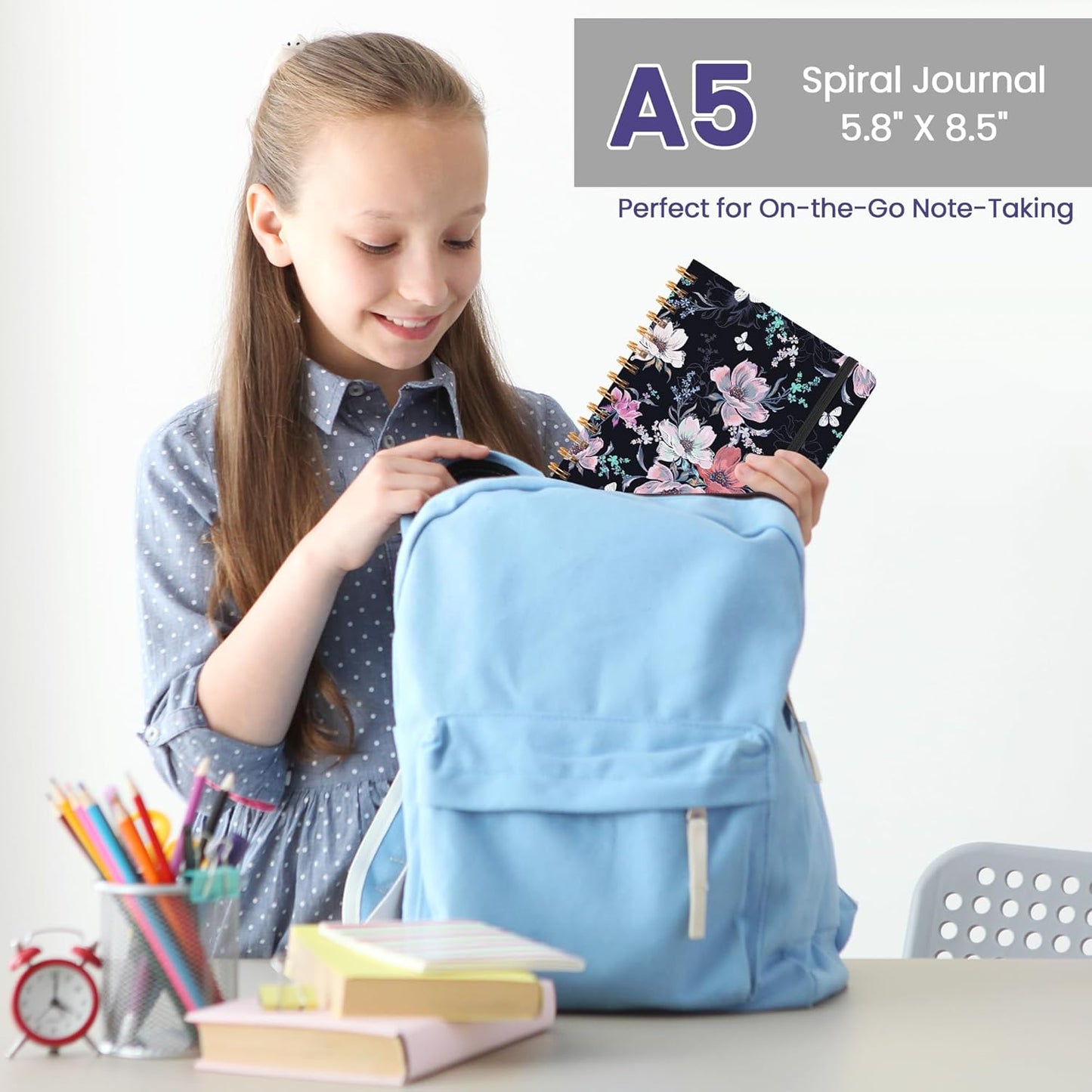 CICPAP Lined Spiral Journal Notebook, A5 College Ruled Notebook for Journaling, Note-Taking, and Daily Planning, Durable Hardcover with an Elegant Design, Purple