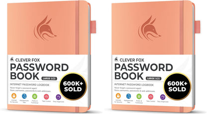 Clever Fox Password Book with alphabetical tabs. Internet Address Organizer Logbook. Small Pocket Password Keeper for Website Logins (Orange)