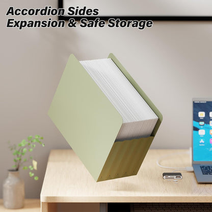 Ansook Poly Legal Size 5.25" Expansion File Pockets,6 Pack Pastel Large Capacity File Pockets Folders,Heavy Duty File Pocket for Cabinet,with Straight-Cut Tab,hold 8.5" x 11" documents & Manila Folder