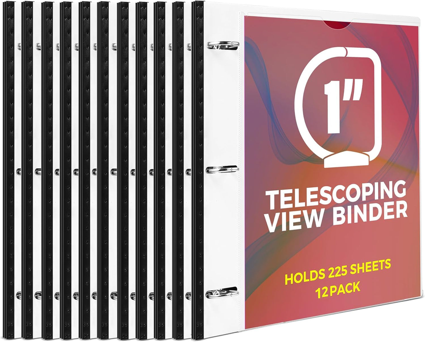 Telescoping 3 Ring Binder-4PCS, Flexible Binder with Elastic Rubble Spine+3 Round Rings, Flat Writing Binder, 4 Bright Colors