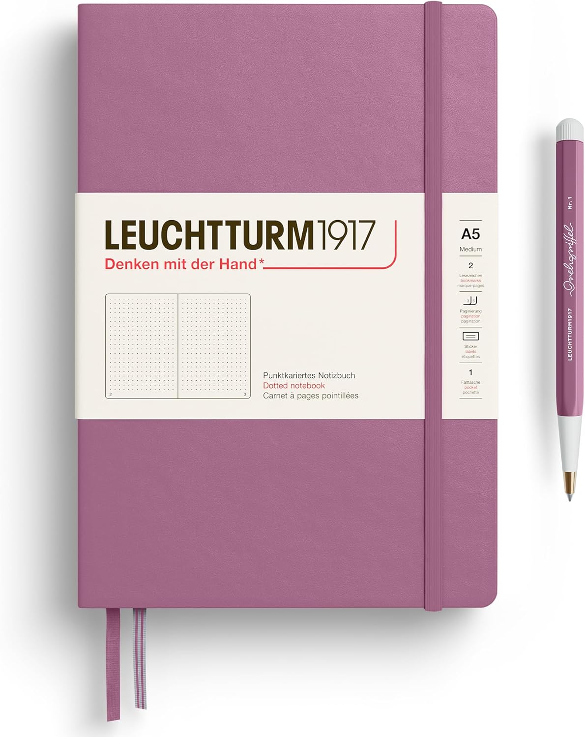 LEUCHTTURM1917 - Notebook Hardcover Medium A5-251 Numbered Pages for Writing and Journaling - Thinking Ahead (Plain Paper, Spice Brown)