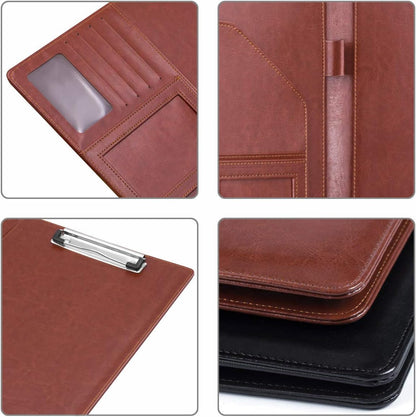 WAVEYU Resume Portfolio Folder, Padfolio Clipboard, Writing Portfolio Leather Clipboard with Cover for Legal Pad Holder Letter Size A4 for Business Conference Notepad Clip Boards, Purple