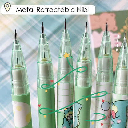 MOZXIRZ 4 Pcs Cute Mechanical Pencils with Top Eraser 0.5mm Cartoon Space Mechanical Pencil School Pencil for Women (6pcs Space)