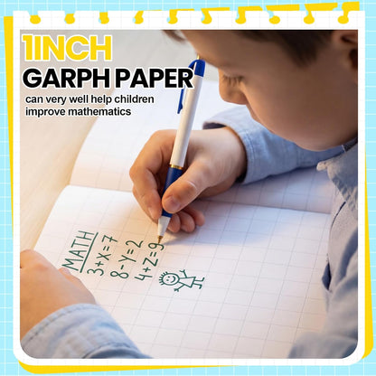 Ctosree 3 Pcs Graph Paper for Kids 1/2 Inch Squares Math Graph Paper Composition Notebook 8.5 x 11 Inches Quad Ruled Grid Notebook for Kids School Supplies