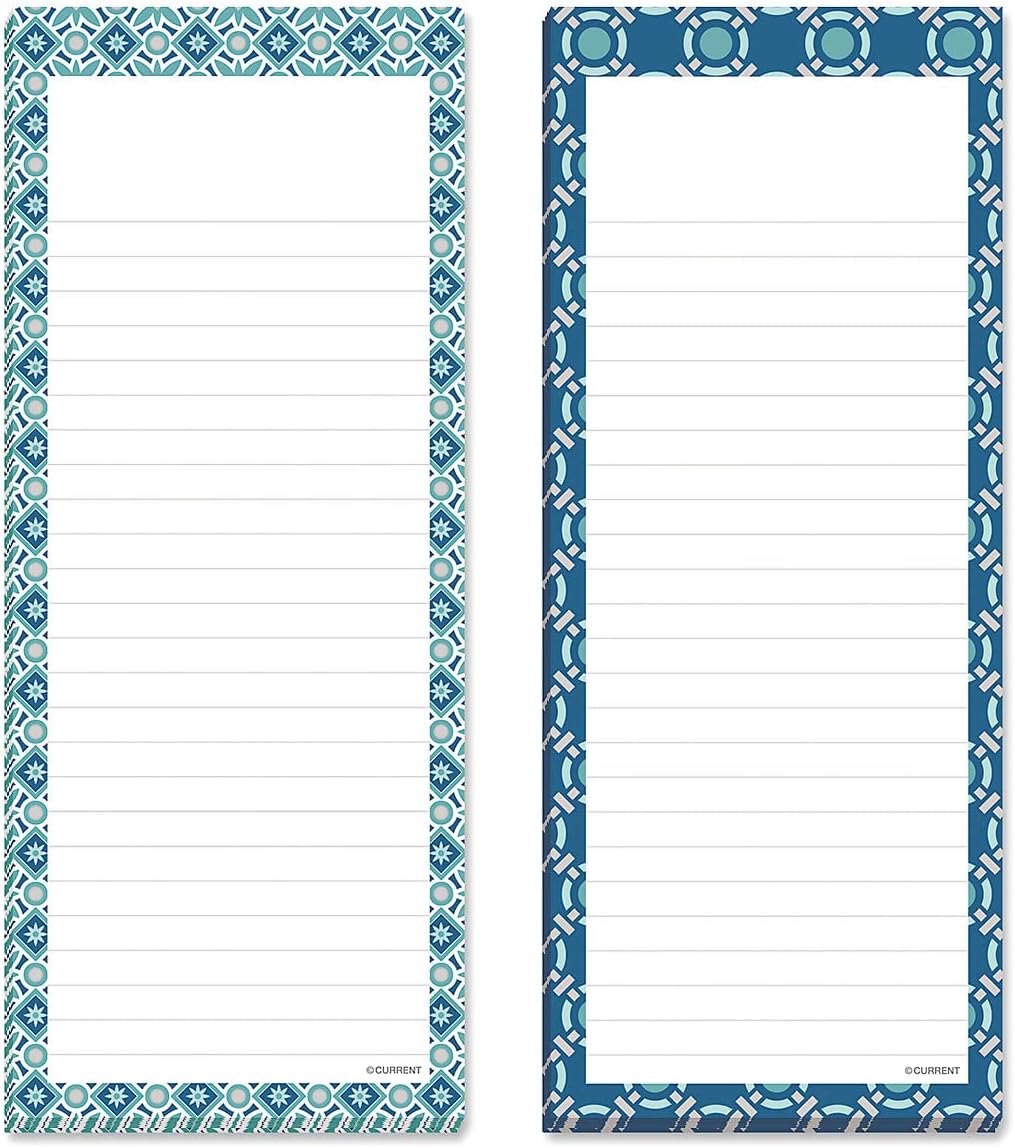 Current Cool Patterns Magnetic Notepads - Set of 6 List Pads, 6 designs, 50-Sheet Pads, 3 1/4 x 8 Inches, Lined Memo Pads, Shopping List, Office Organizer