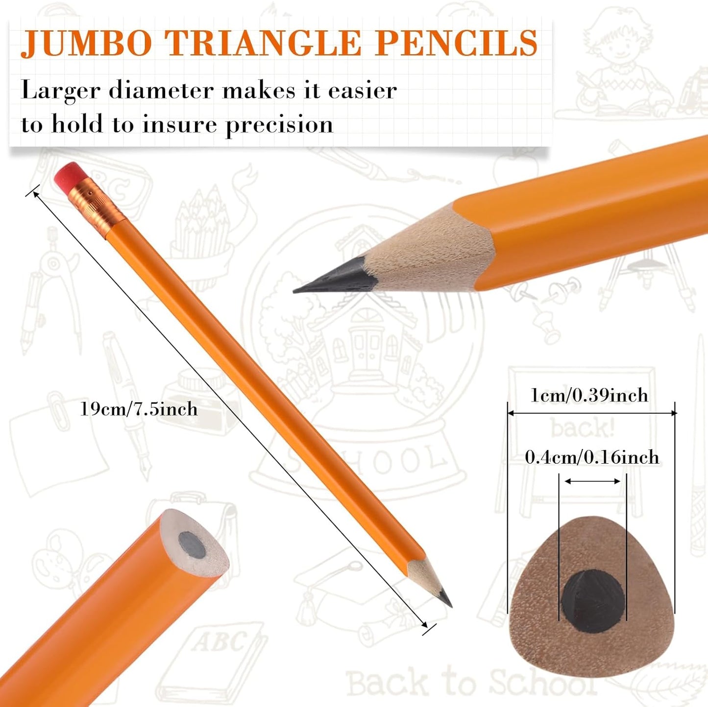 Fainne 96 Pcs Jumbo Pencil with Black Core Cedar Wooden Pencil with Eraser for Carpenters Students Teachers School Construction Woodworkers Beginners Office Workers(Red,Classic)
