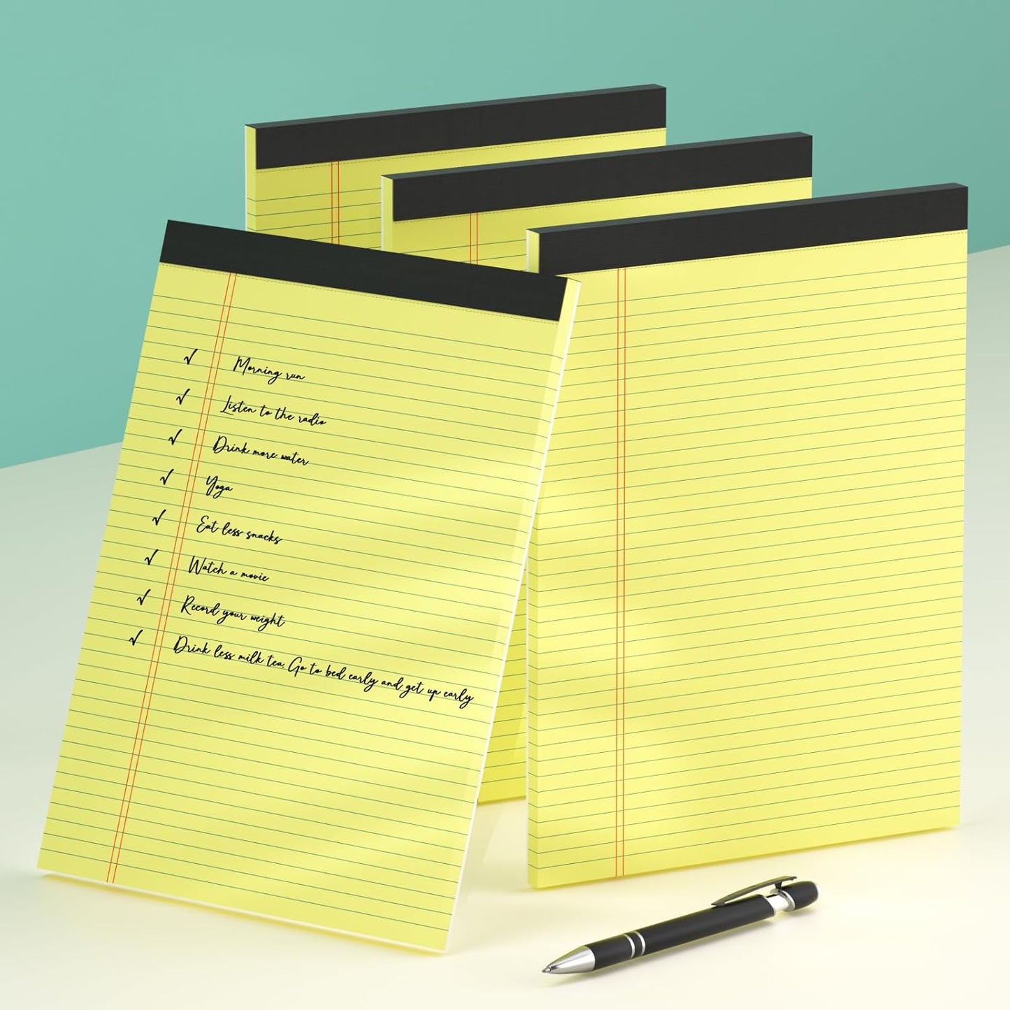 8 Pack Yellow Legal Pads 5x8 Small Note Pads 240 Sheets Perforated Yellow Pads Paper Narrow Ruled Writing Pad 80gsm Premium Thick Paper College Ruled Legal Notepads for Students, Office, Business