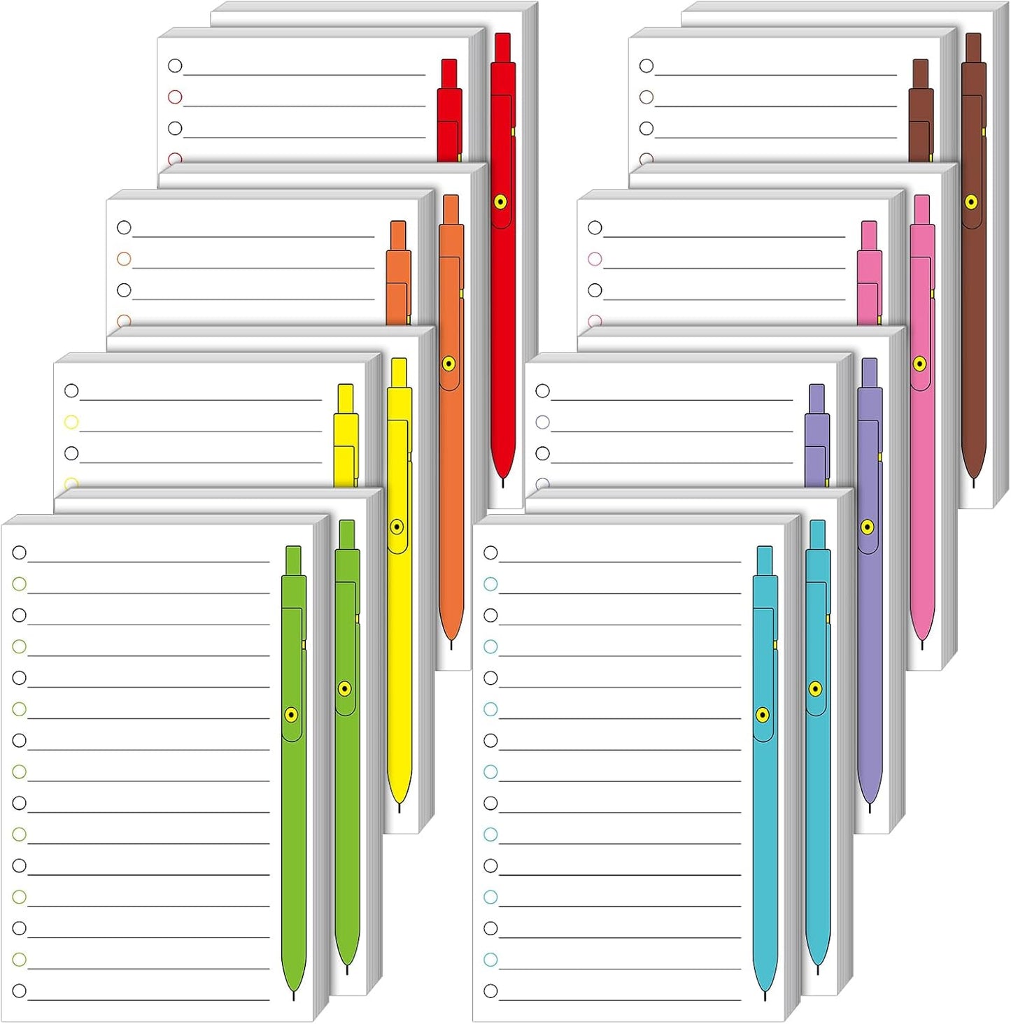 Colarr 16 Pack Lined Sticky Notepads 5 x 8 Inch To Do List Ballpoint Pen Pattern Large Note Pads 1620 Sheets 8 Design Self Stick Ruled Cute Note Pads for Office College Home School Supplies