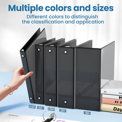 SUNEE 1/2 Inch Binders 3 Ring 10 Pack Bulk, PVC-Free Clear View Half Inch Binders (Fits 8.5x11 Inches) for School, Office & Home Use, White