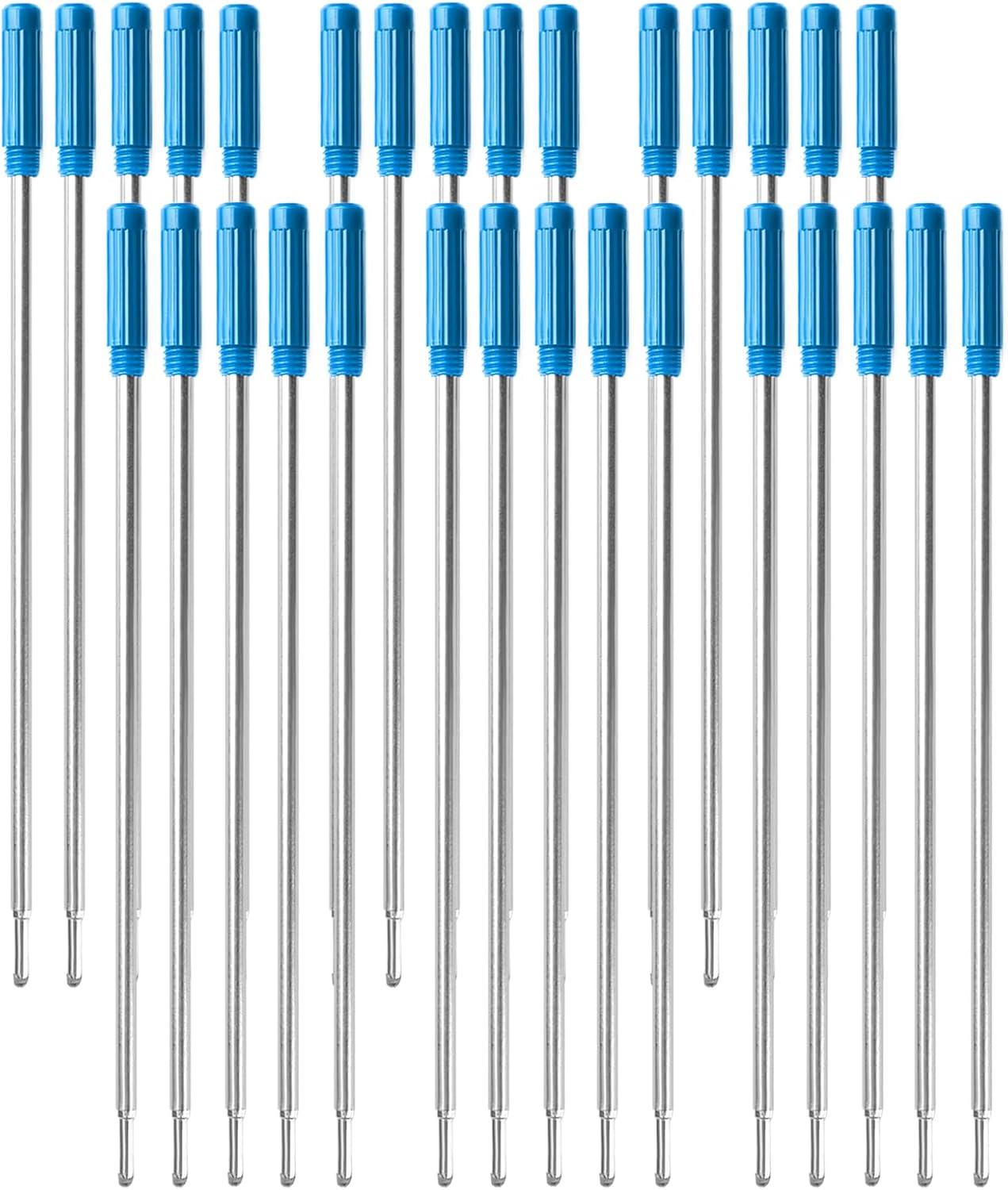 0.7 mm Ballpoint Ink Twist Pen Refills, 15 Pcs Medium Point Metal Smooth Writing Replaceable Ink Refill, Stationery Compatible for Cross Ballpoint Replacement (4.6in M) (Black+Red+Blue, 15)
