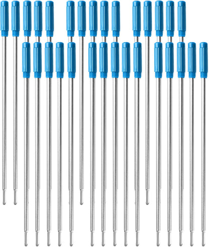 0.7 mm Ballpoint Ink Twist Pen Refills, 15 Pcs Medium Point Metal Smooth Writing Replaceable Ink Refill, Stationery Compatible for Cross Ballpoint Replacement (4.6in M) (Black+Red+Blue, 15)