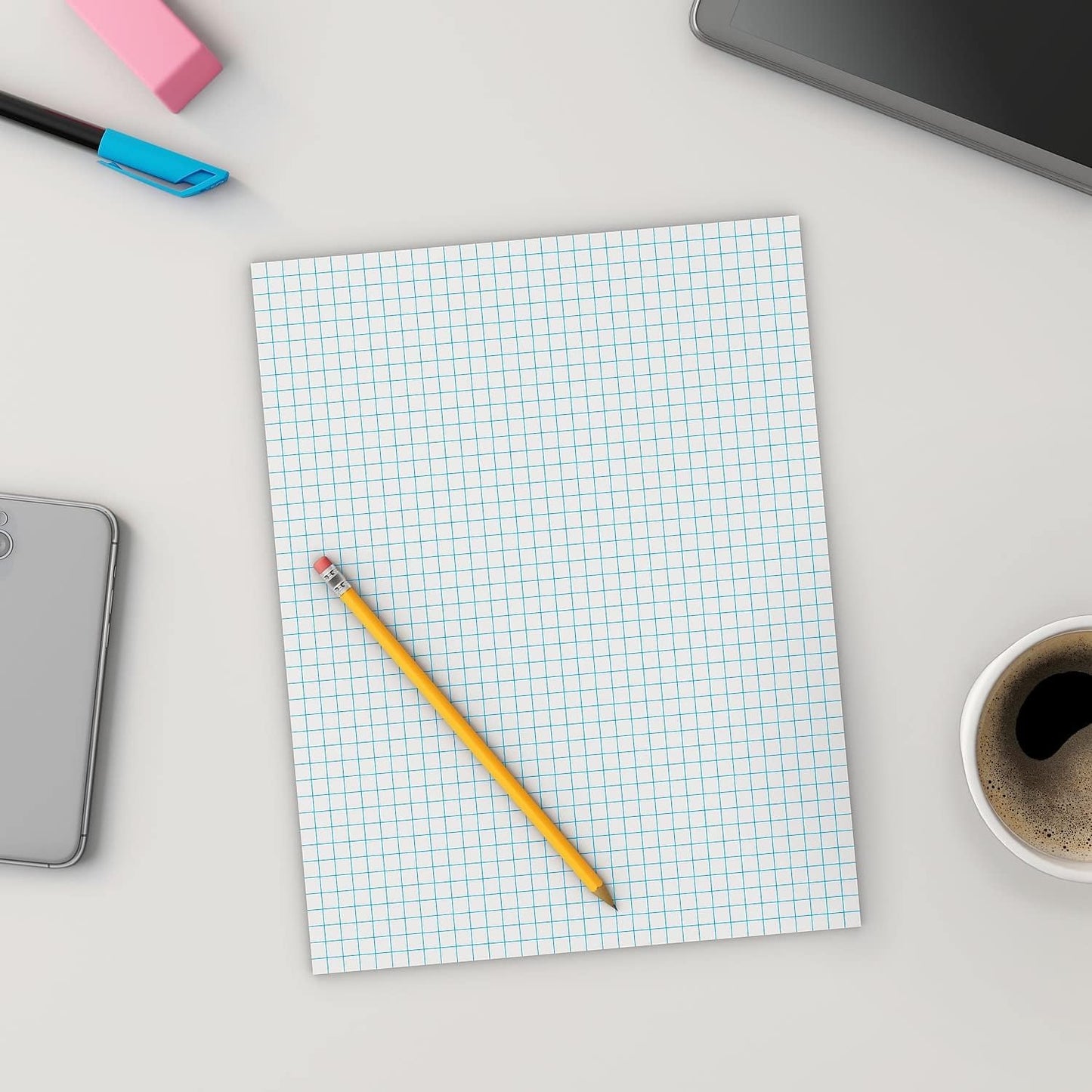 STAPLES Graph Pads, 8.5” x 11”, Graph Ruled, White, 50 Sheets/Pad, 6‑Pack