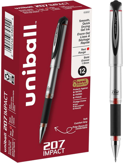 uniball 207 Plus+ Retractable Gel Pens, Medium Point (0.7mm), Black, 4 Pack