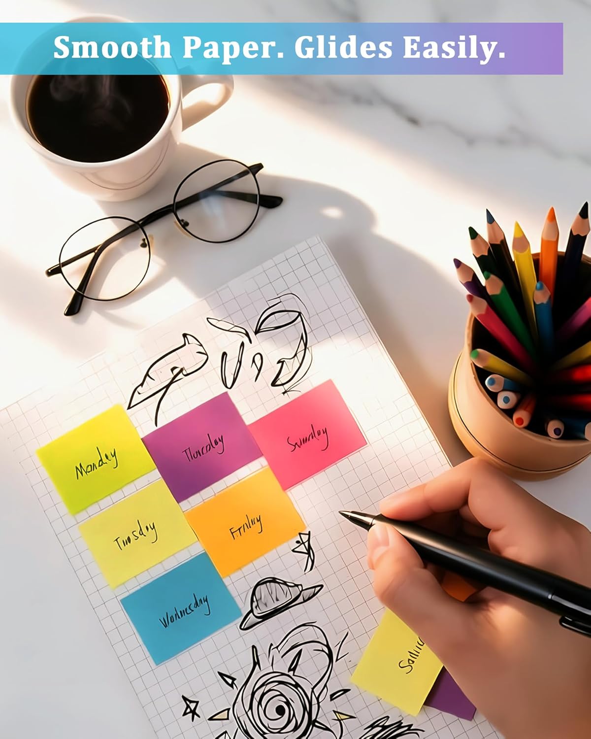 8 Pack Bright Color Sticky Notes 1.5x2 Inch, 100 Sheets/Pad 800 Total, Adhesive Memo Pads for Office School Home Organization