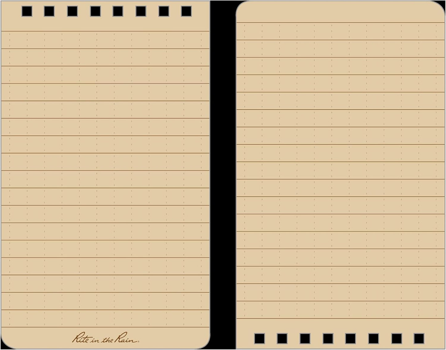 Rite in the Rain Weatherproof Top Spiral Notebook, 3" x 5", Black Cover, Universal Pattern, 3 Pack (No. 735-3X)
