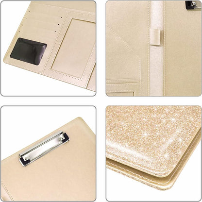 WAVEYU Resume Portfolio Folder, Padfolio Clipboard, Writing Portfolio Leather Clipboard with Cover for Legal Pad Holder Letter Size A4 for Business Conference Notepad Clip Boards, Purple