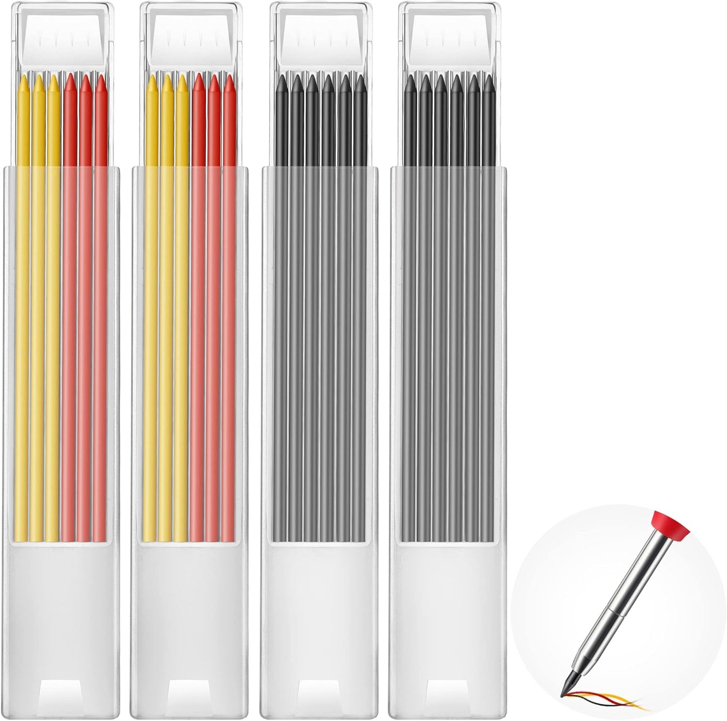 Hiboom 24 Pieces 2.8mm HB Refill for Carpenter Pencil, Study Long Lasting Pencil for Mechanical Pencil Woodworking Construction (Black)