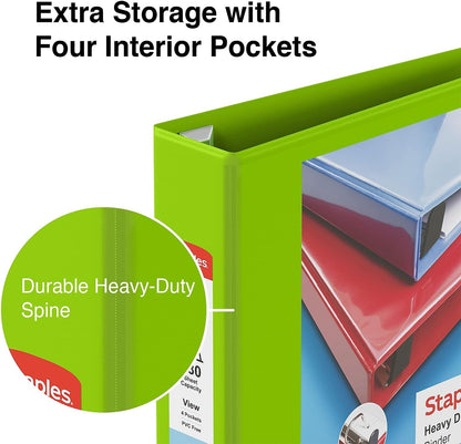 Staples Heavy-Duty 2-Inch D-Ring View Binder, Reinforced Spine, Holds Up to 450 Sheets, Gray, for Office & School